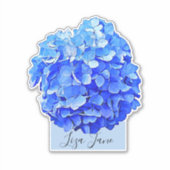 Elegante Blauwe Hortensia Aangepaste Naam Sticker (Voorkant)