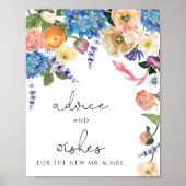 Elegante blauwe hortensia advies & wensen poster b (Voorkant)