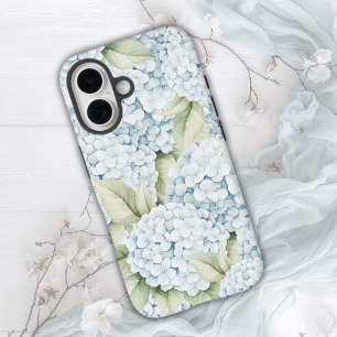 Elegante Blauwe Hortensia Aquarel iPhone 16 Hoesje