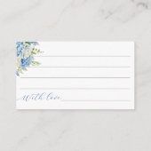 Elegante Blauwe Hortensia Datum Nacht Ideeën Spel Informatiekaartje (Achterkant)