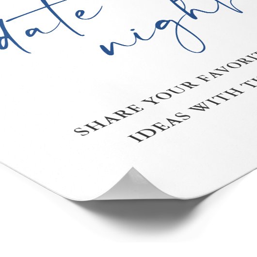 Elegante Blauwe Hortensia Datum Nacht Ideeën Trouw Poster (Hoek)