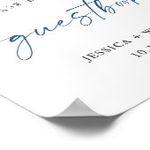 Elegante blauwe hortensia Eucalyptus Guestbook Sig Poster (Hoek)