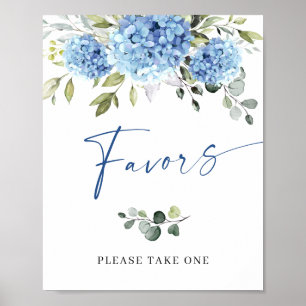 Elegante blauwe hortensia eucalyptus gunsten teken poster