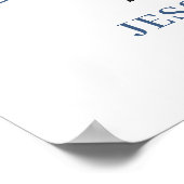 Elegante blauwe hortensia eucalyptus huwelijksontv poster (Hoek)