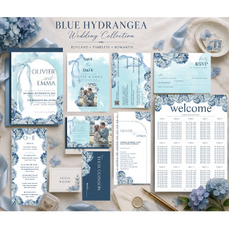 Elegante Blauwe Hortensia Huwelijkstijdlijn Programma