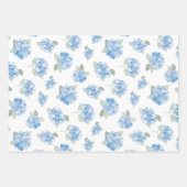 Elegante blauwe hortensia patroon grijze streep  inpakpapier vel (Voorkant 2)