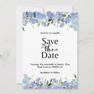 Elegante Blauwe Hortensia Save The Date