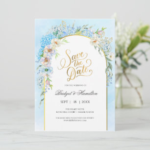 Elegante Blauwe Hortensia Save The Date
