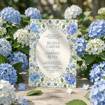 Elegante Blauwe Hortensia Waterverf Bloemen Bruilo