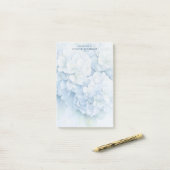 Elegante Blauwe Hortensia Waterverf Bloemennaam Post-it® Notes (Op bureau)
