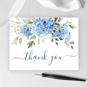 Elegante Blauwe Hydrangea Eucalyptus Bloem Dank u Briefkaart