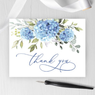 Elegante Blauwe Hydrangea Eucalyptus Bloem Dank u Briefkaart