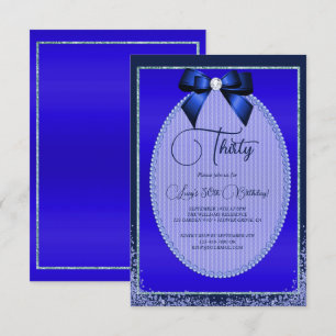 Elegante blauwe juweel boog & glitter verjaardag kaart