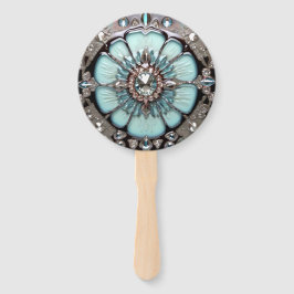 Elegante blauwe juwelen look handfans handwaaier