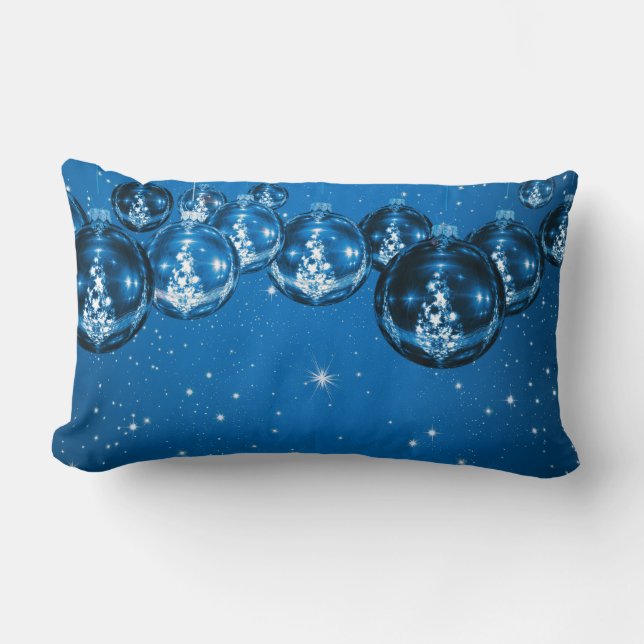 Elegante blauwe kerst kussen (Voorkant)
