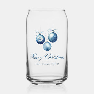 Elegante Blauwe Kerst Ornamenten Bedrijfsfeest Blikvorm Glas