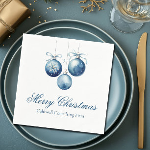 Elegante Blauwe Kerst Ornamenten Bedrijfsfeest Servet