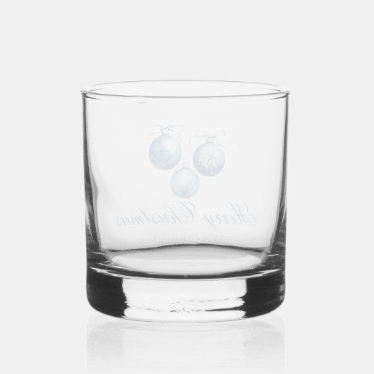 Elegante Blauwe Kerst Ornamenten Bedrijfsfeest Whisky Glas (Achterkant)