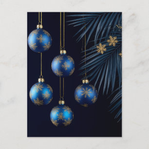 Elegante Blauwe Kerstversiering Feestdagenkaart