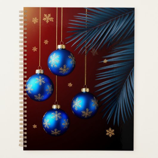 Elegante Blauwe Kerstversiering Planner (Voorkant)