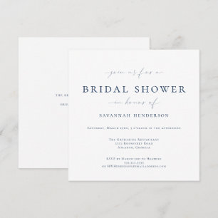 Elegante Blauwe Klassieke Bruids-Shower Kaart