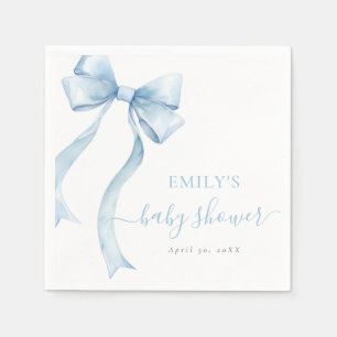 Elegante Blauwe Kokette Strik Jongens Baby Shower Servet