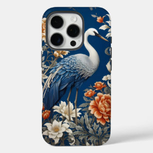Elegante blauwe kraan William Morris Geïnspireerd iPhone 16 Pro Hoesje