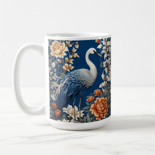 Elegante blauwe kraan William Morris Geïnspireerd Koffiemok