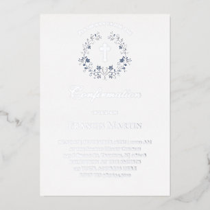 elegante blauwe krans Bevestiging Folie Uitnodiging