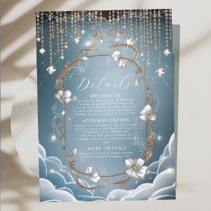 Elegante blauwe kristal druppels bruiloft informatiekaartje