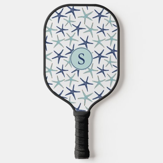 Elegante Blauwe Kust Monogrammed Initialen Pickleball Paddle (Voorkant)