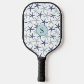 Elegante Blauwe Kust Monogrammed Initialen Pickleball Paddle (Achterkant)