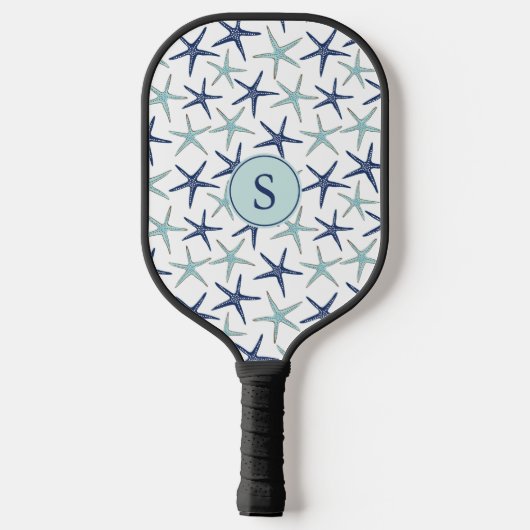 Elegante Blauwe Kust Monogrammed Initialen Pickleball Paddle (Achterkant)