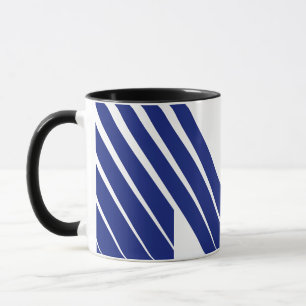 Elegante Blauwe Lijn Letter M Mok