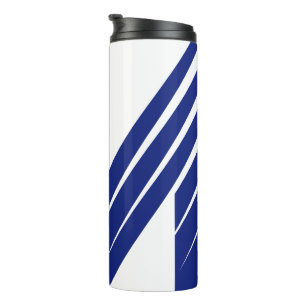 Elegante Blauwe Lijn Letter M Thermosbeker