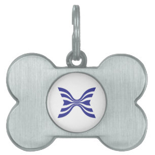 Elegante Blauwe Lijn Letter X Monogram Huisdieren Naamplaatje