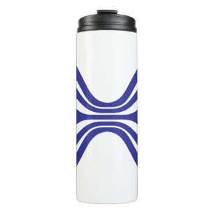 Elegante Blauwe Lijn Letter X Monogram Thermosbeker