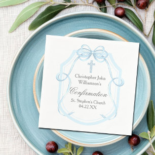 Elegante blauwe lint boog bevestiging partij servet