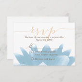 Elegante Blauwe Lotus Bloemen Huwelijk RSVP Reacti (Voorkant / Achterkant)