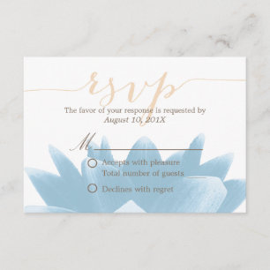Elegante Blauwe Lotus Bloemen Huwelijk RSVP Reacti Kaartje