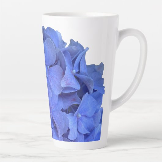 Elegante Blauwe maagdenpalm florale hortensia's Latte Mok (Rechts)