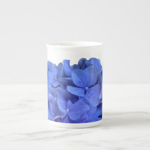 Elegante Blauwe maagdenpalm florale hortensia's Porselein Kop