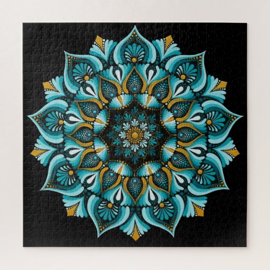 Elegante blauwe mandala | Heilige Geometrie Boho | Legpuzzel (Verticaal)