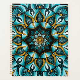 Elegante blauwe mandala | Heilige Geometrie Boho | Planner