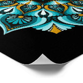 Elegante blauwe mandala | Heilige Geometrie Boho | Poster (Hoek)