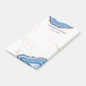 Elegante Blauwe Marine Geode Gouden Glitter Marmer Post-it® Notes (Schuin)