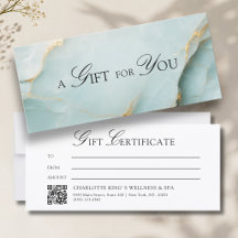 Elegante blauwe marmeren QR-code cadeaubon