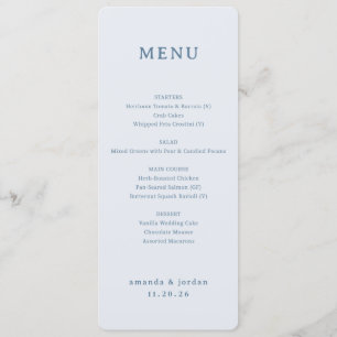 Elegante Blauwe Minimalistische Menu