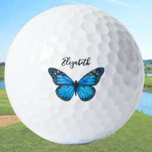 Elegante blauwe monarch vlinder gepersonaliseerde golfballen