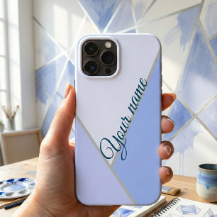 Elegante blauwe monochrome Kleurblok Aangepaste na iPhone 16 Hoesje